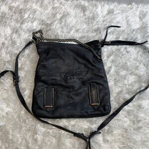 Botkier Leather Crossbody Bag Mixed Metal Black Pebbled